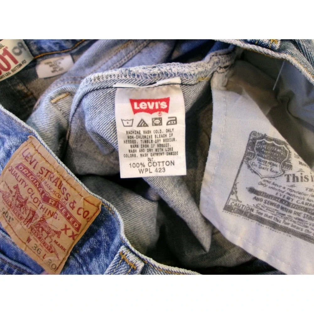 Levi's Mens 36x30 501‎ Original Straight Leg Jeans Medium Wash Button Fly Denim